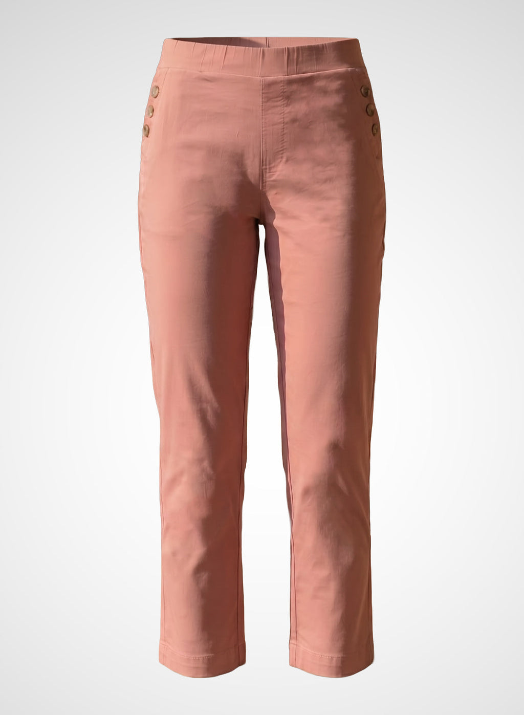Pink Cotton Blend Tapered Fit Capri