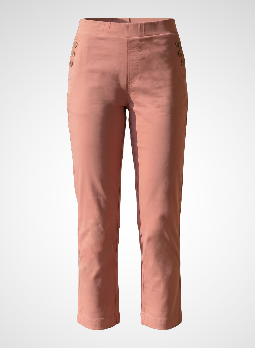 Pink Cotton Blend Tapered Fit Capri