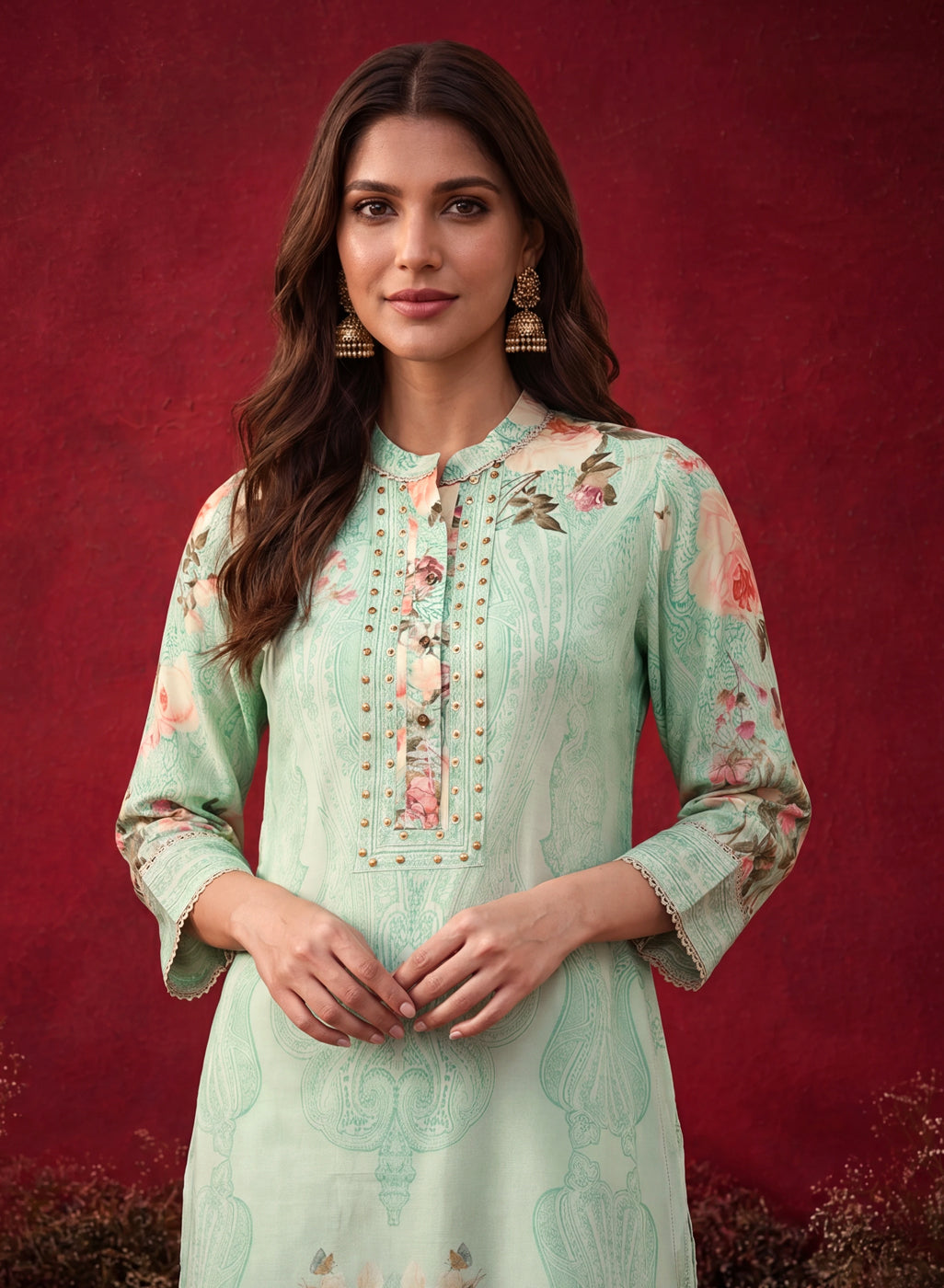 Mint  Green Printed Shantoon Regular Co-ord Set