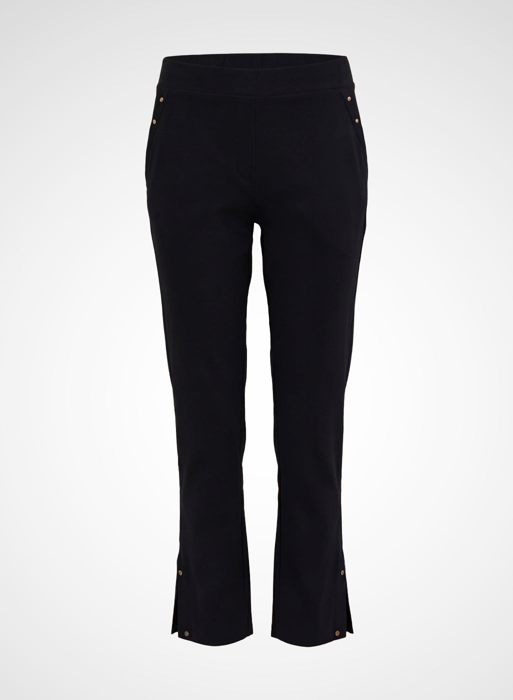 Black Straight Fit Cotton blend Capri