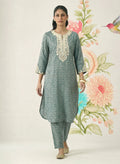 Pihu Blue Cotton Blend Printed Kurta set