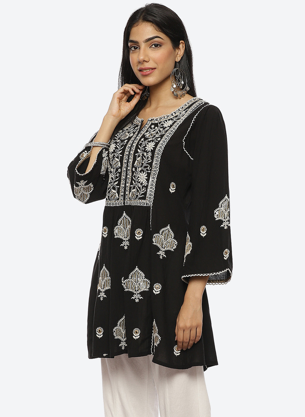 Black Nargis Collection Embroidered Tunic