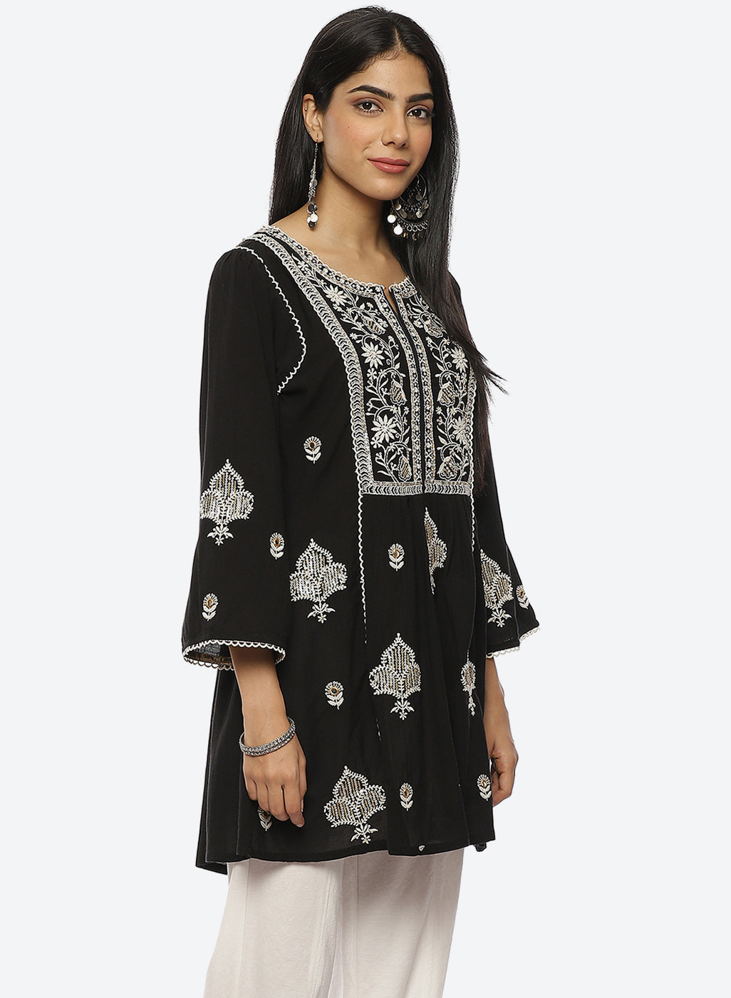 Black Nargis Collection Embroidered Tunic