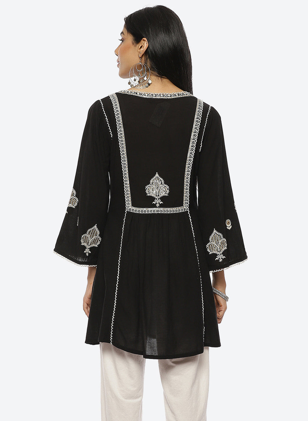 Black Nargis Collection Embroidered Tunic
