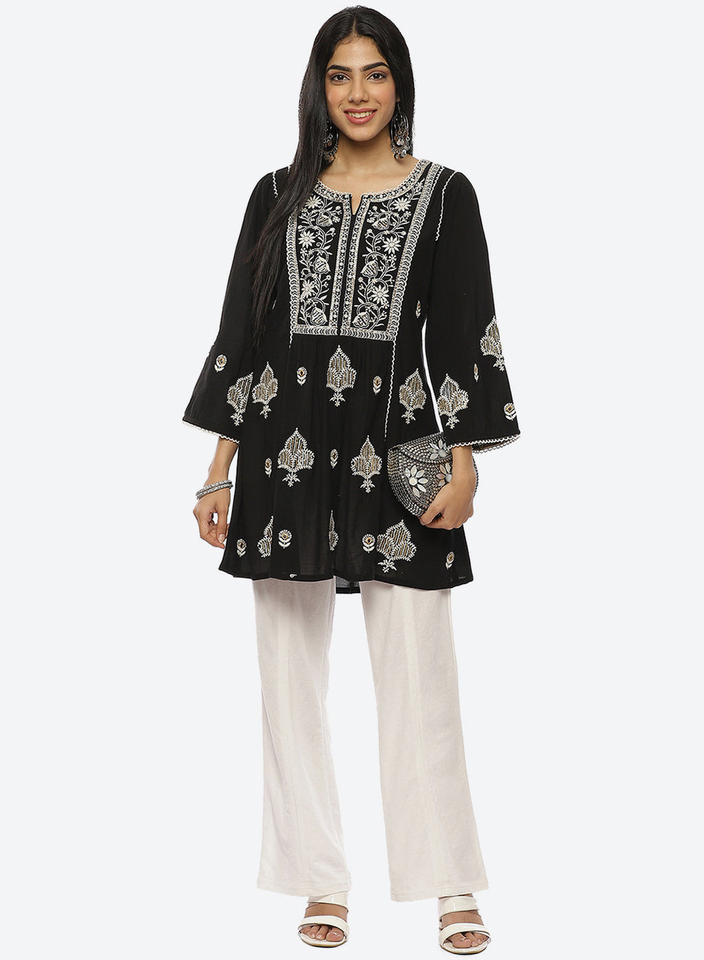 Black Nargis Collection Embroidered Tunic