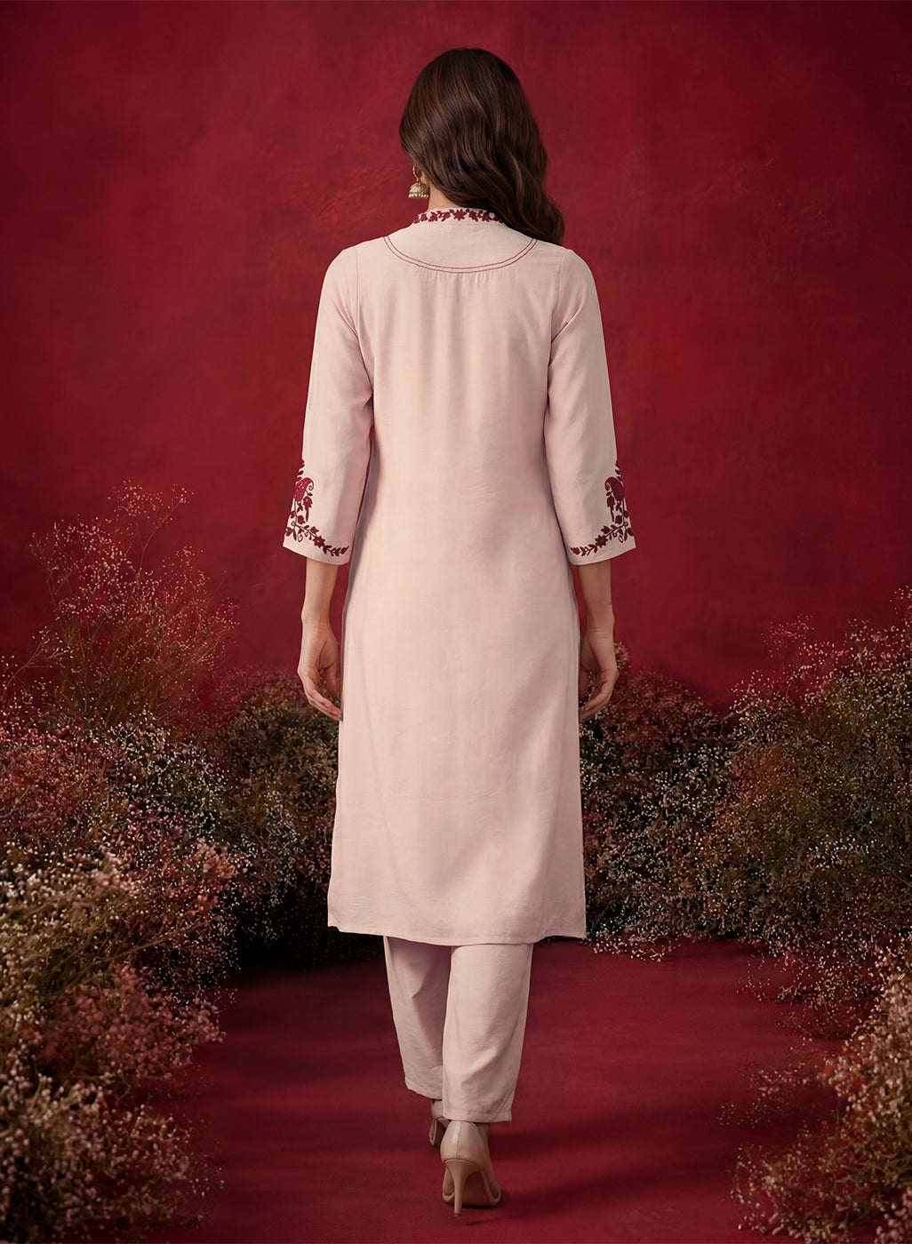 Ivory Embroidered Cotton Blend Everyday Kurta Set
