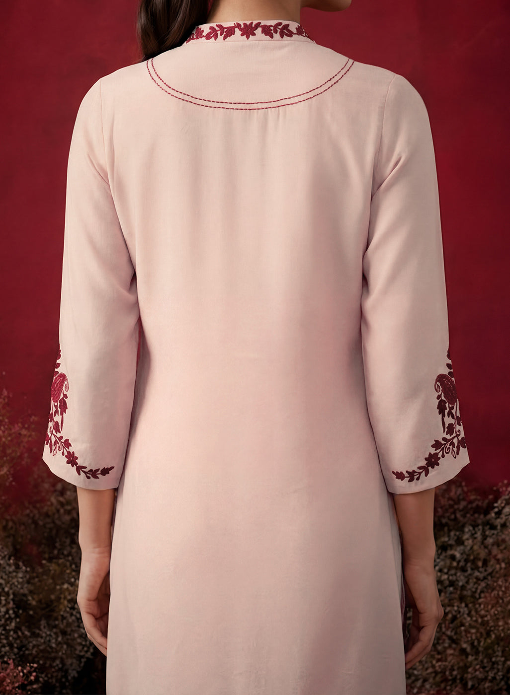 Ivory Embroidered Cotton Blend Everyday Kurta Set