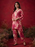 Fuchsia Printed Cotton Blend Relaxed Co-ord Set