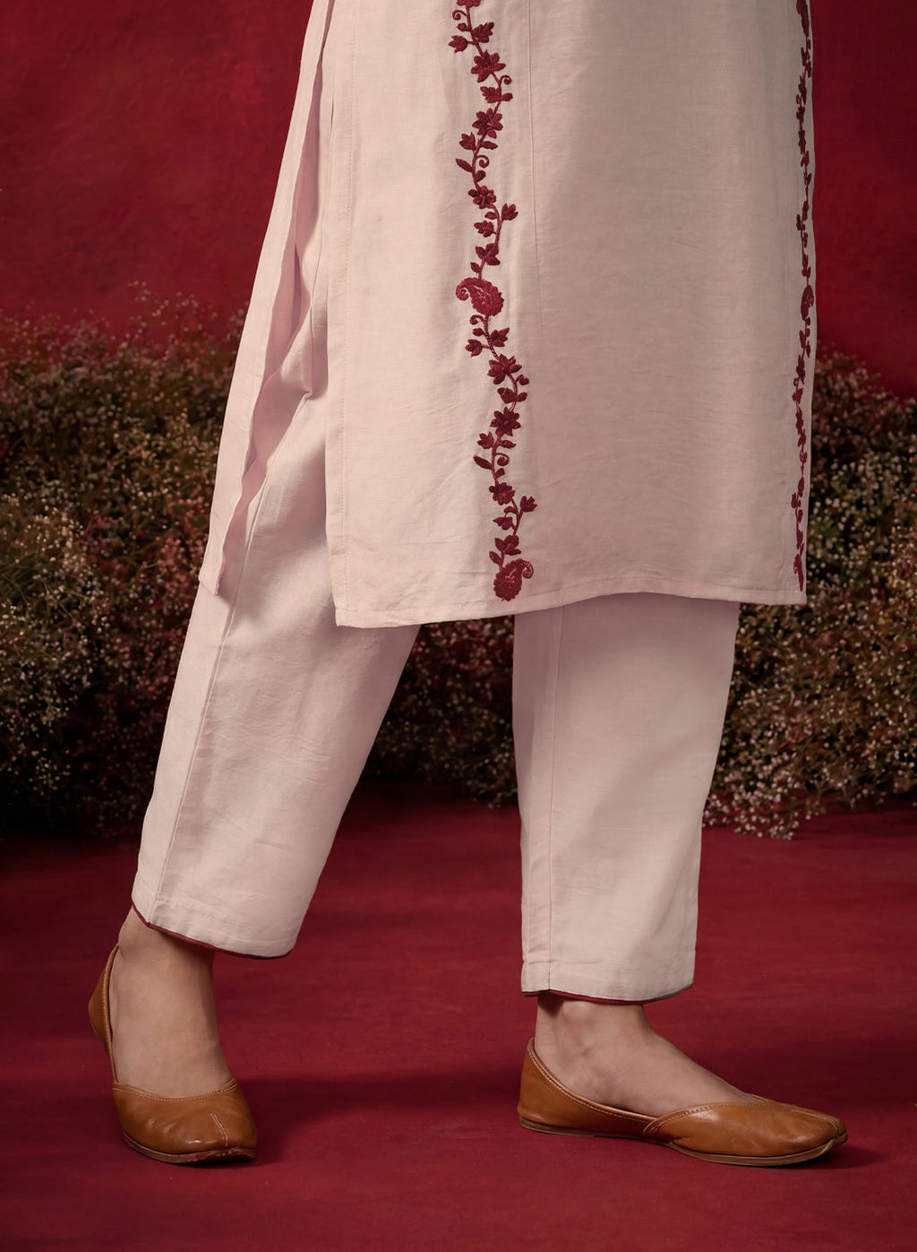 Ivory Embroidered Cotton Blend Everyday Kurta Set