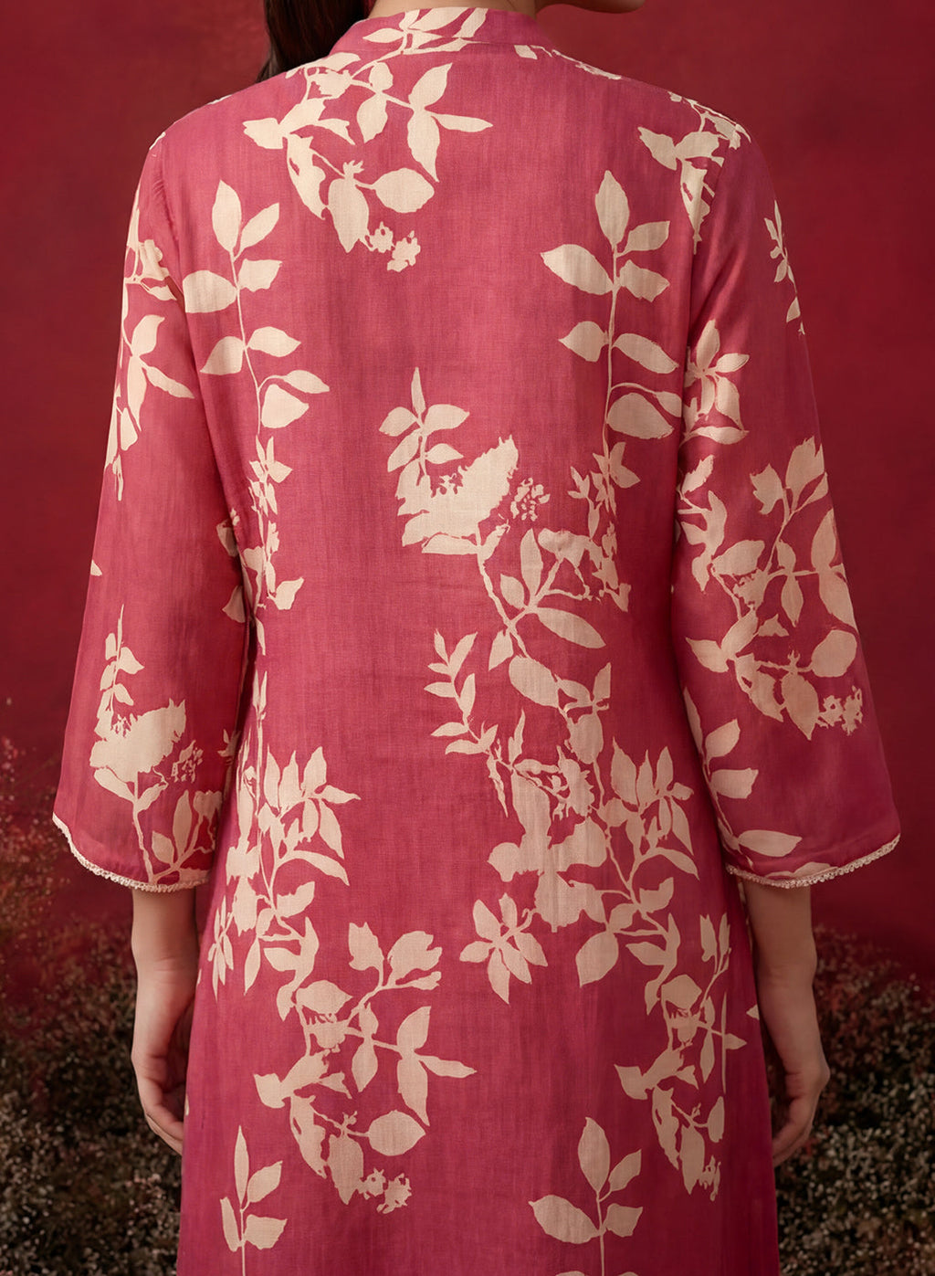 Fuchsia Printed Cotton Blend Relaxed Co-ord Set