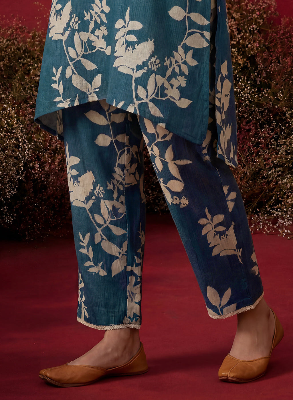 Blue Printed Cotton Blend Relaxed Co-ord Set