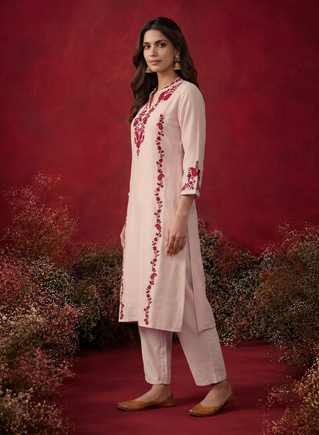 Ivory Embroidered Cotton Blend Everyday Kurta Set