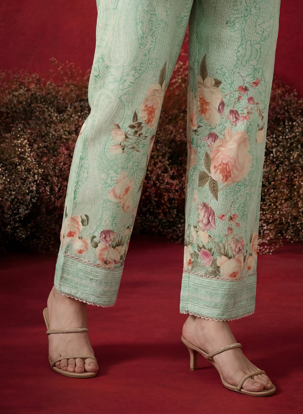 Mint  Green Printed Shantoon Regular Co-ord Set