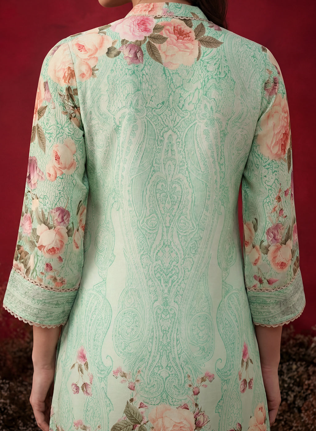 Mint  Green Printed Shantoon Regular Co-ord Set