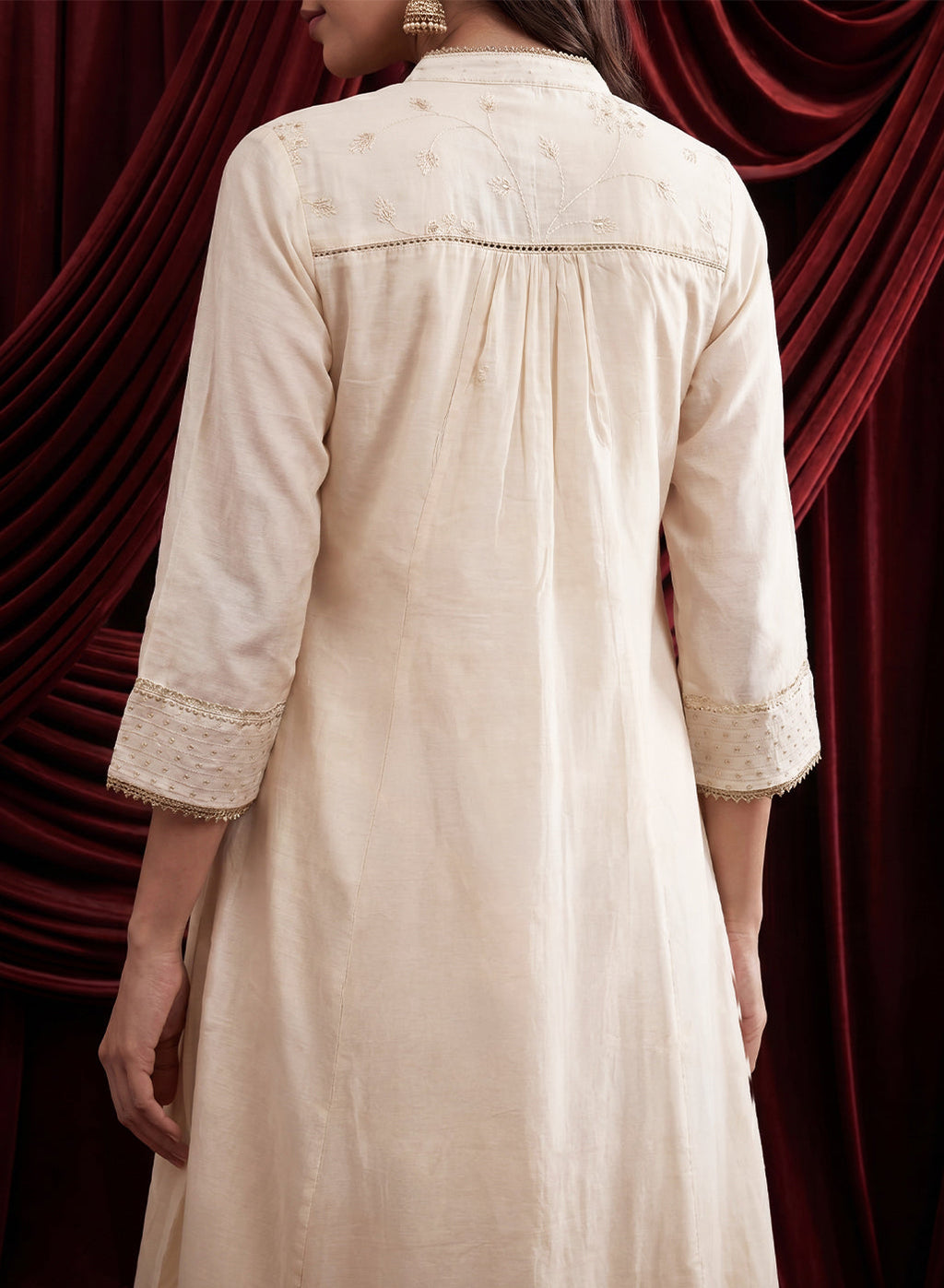 Ivory Embroidered Chanderi Suit Set