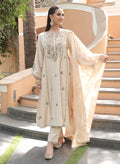 Vaara Ariza Ivory Embroidered A-line Suit Set with Dupatta