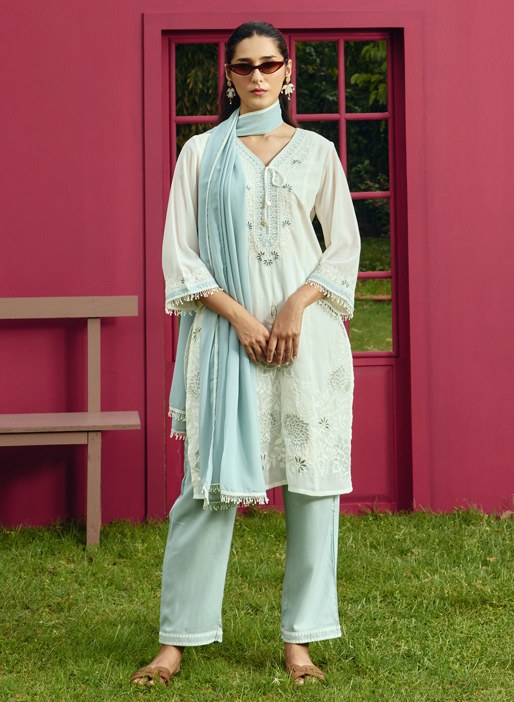 Mysaara Spa Embroidered Georgette Suit Set with Dupatta