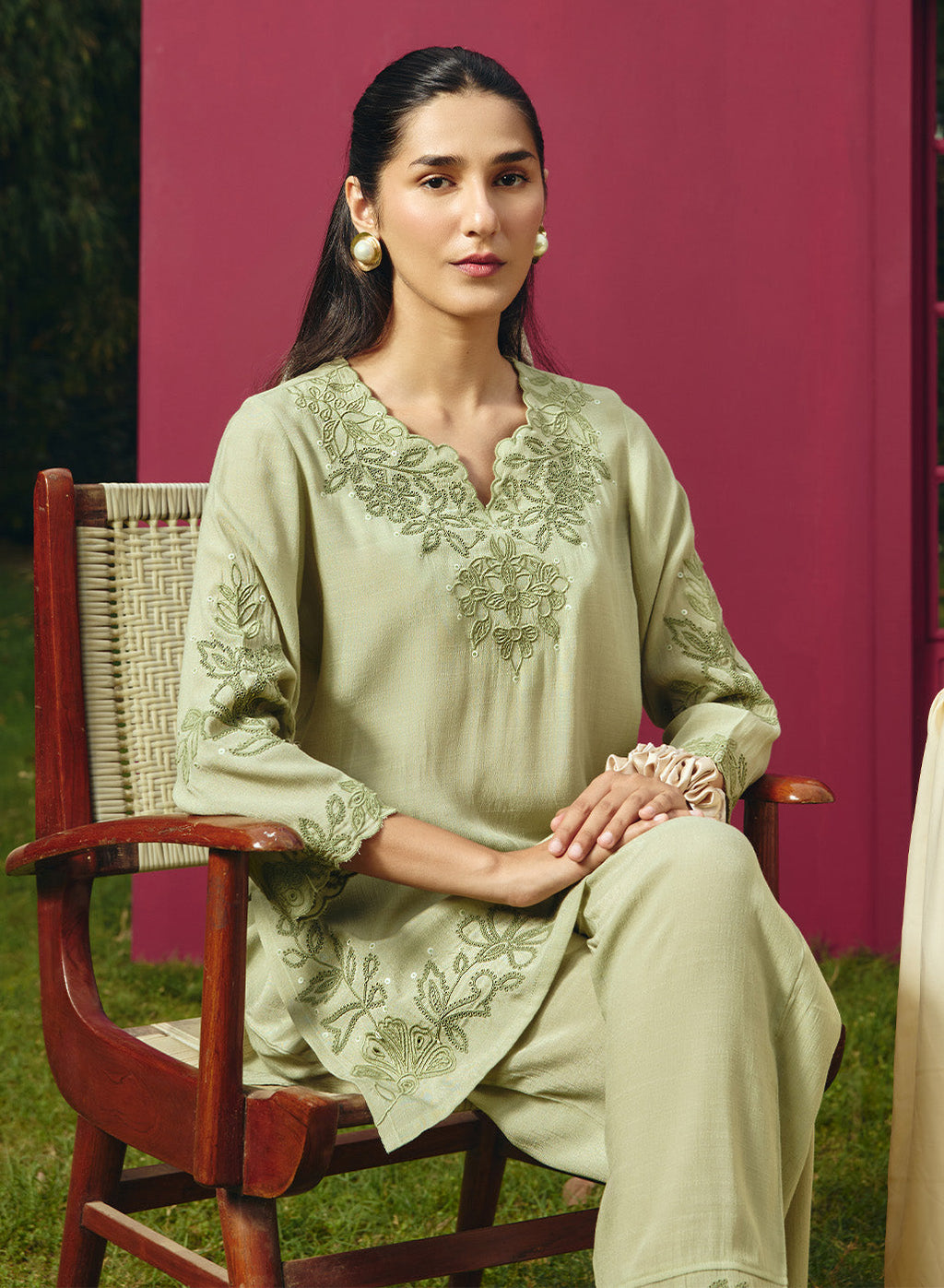 Vaadi Green Embroidered Co-ord Set