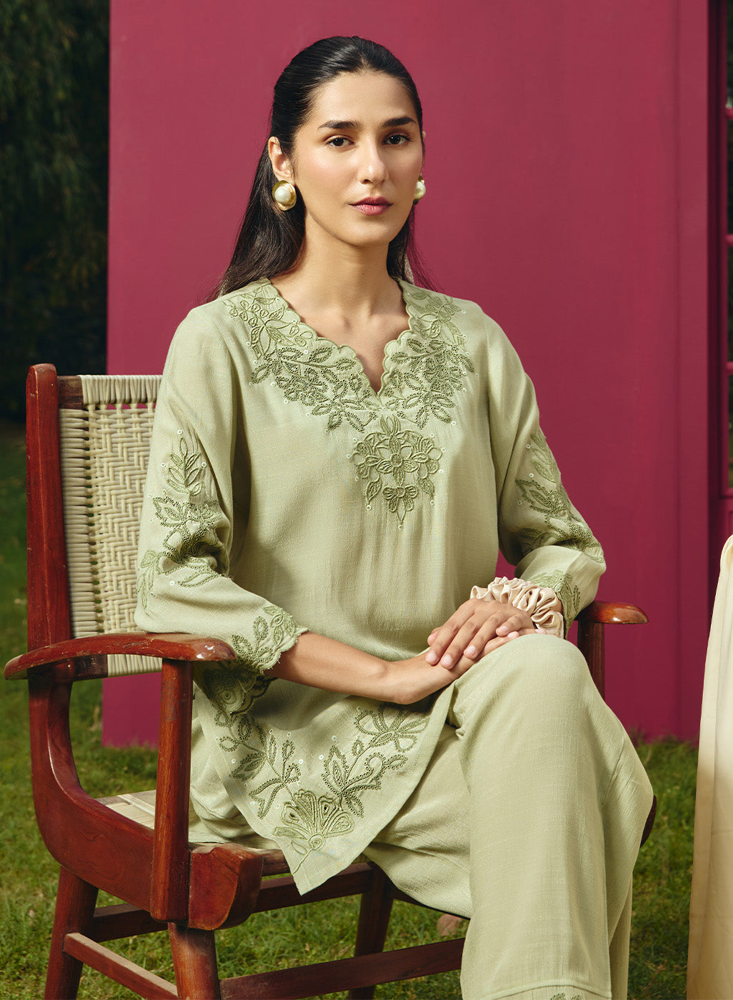 Vaadi Green Embroidered Co-ord Set