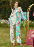 Yamika Blue Cotton Blend Printed Co-ord Set
