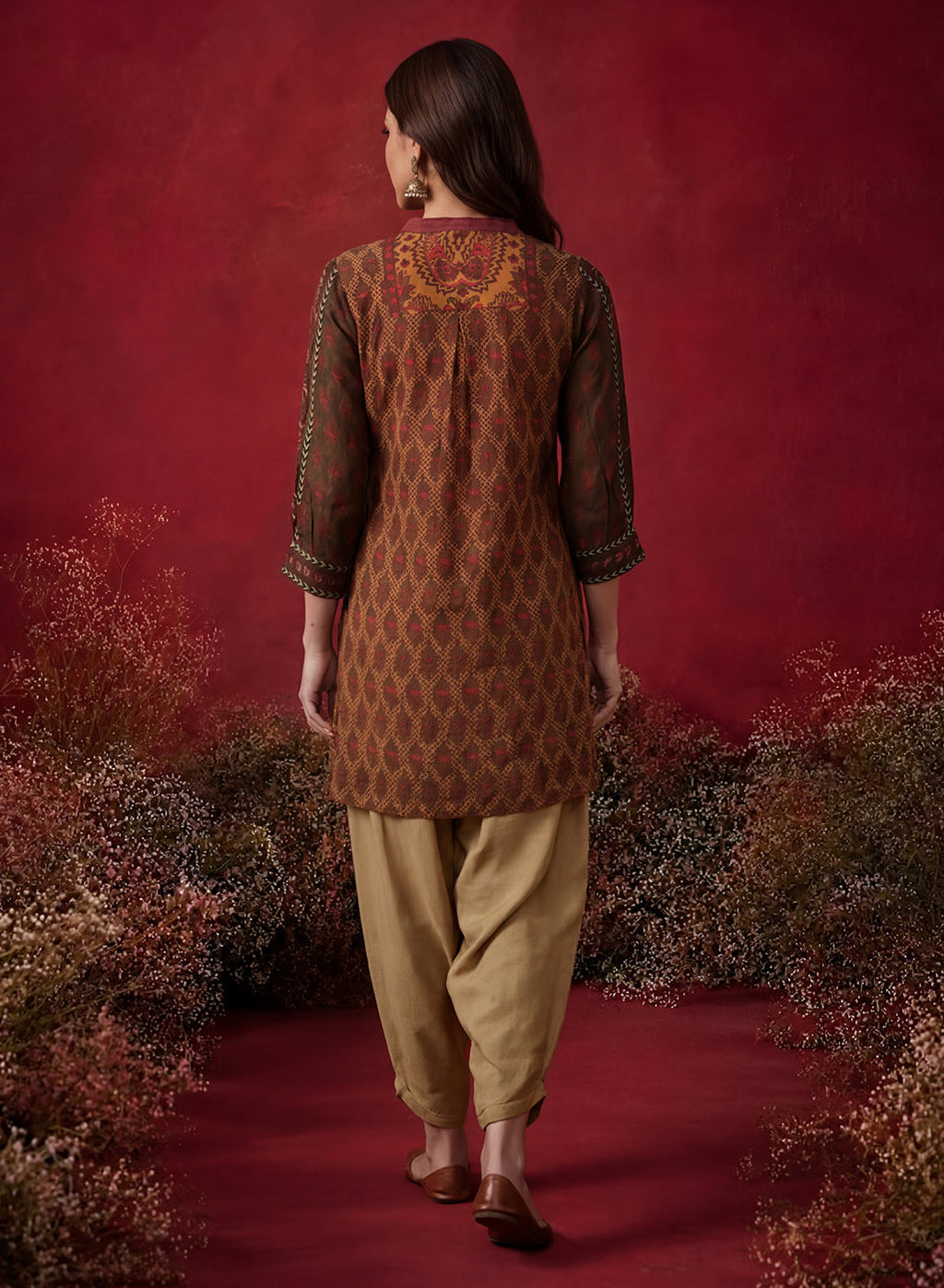 Orabella Olive Printed Shantoon Tunic
