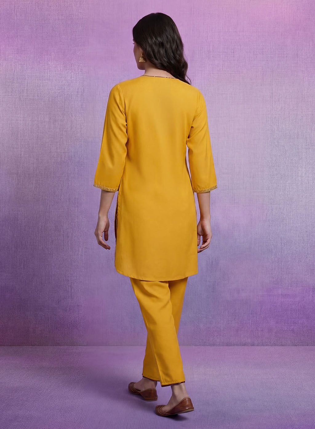 Yellow Embroidered Suit Set with Dupatta
