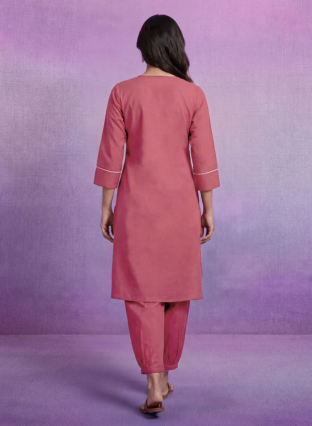 Coral Embroidered Straight Kurta Set