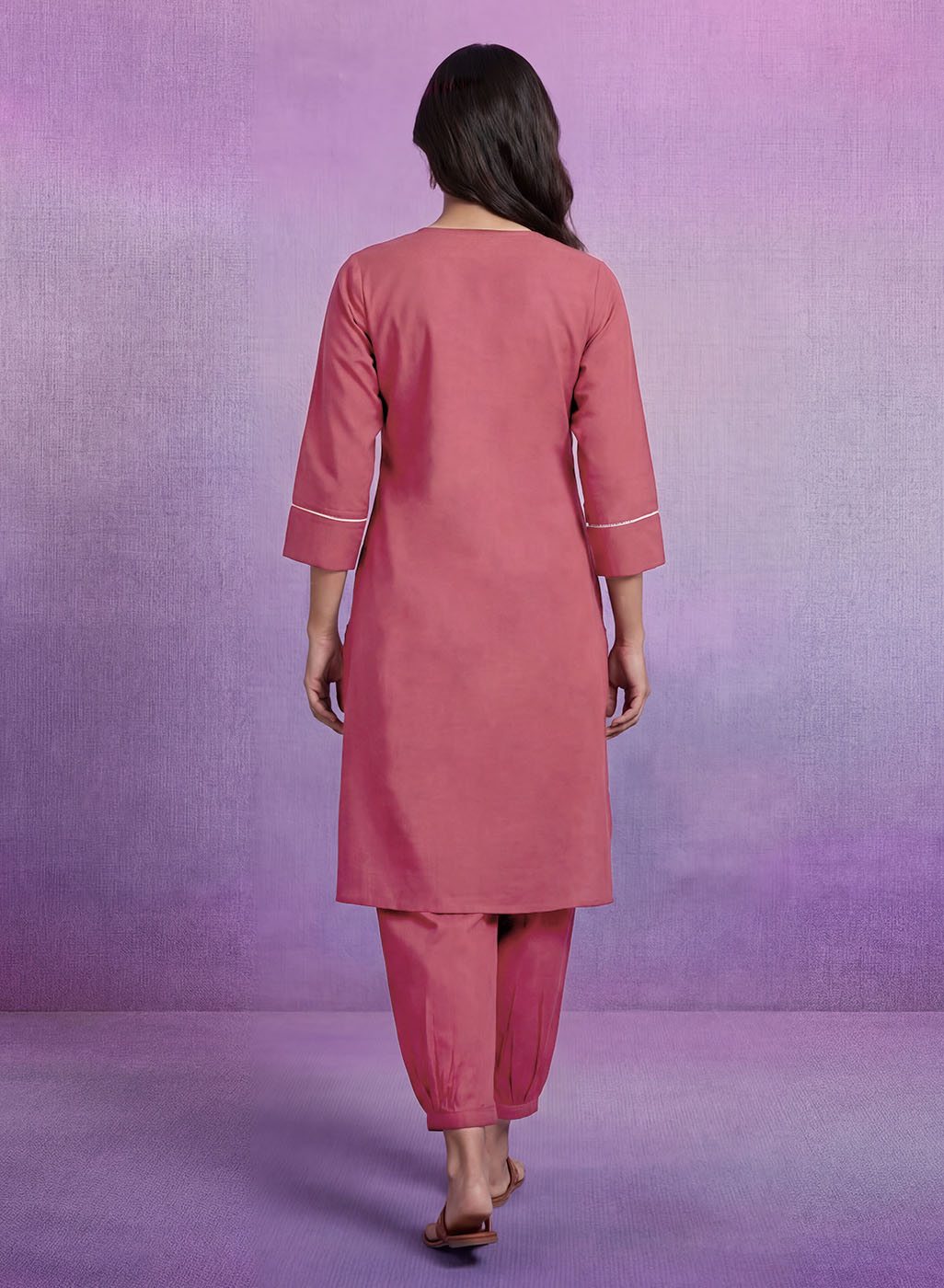 Coral Embroidered Straight Kurta Set