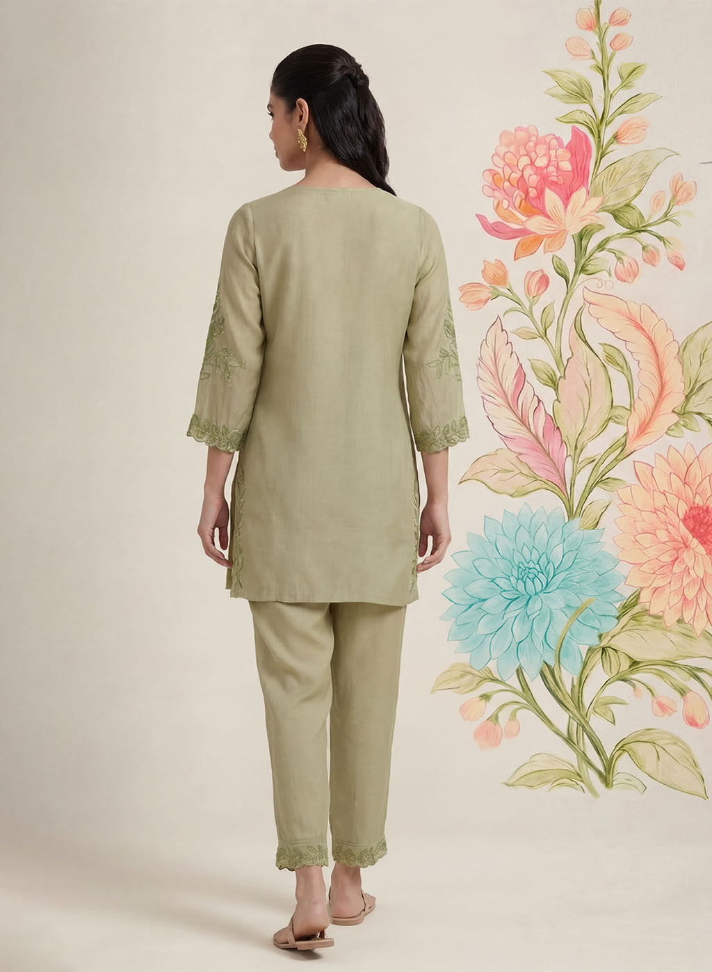 Vaadi Green Embroidered Co-ord Set