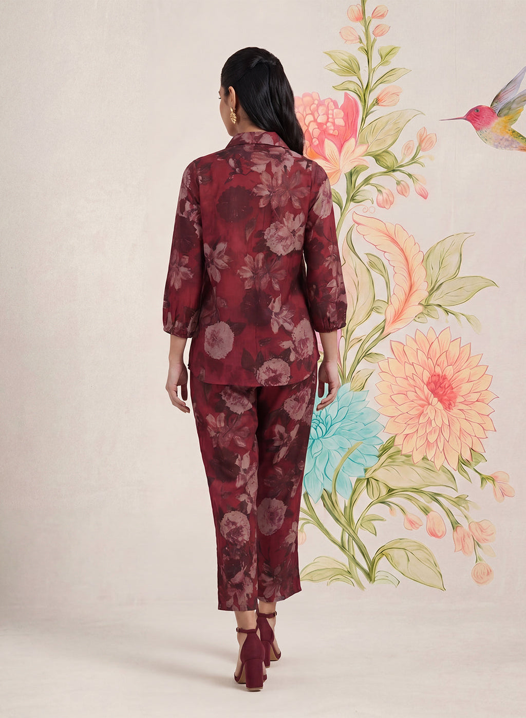 Hena Maroon Printed Co-ord Set