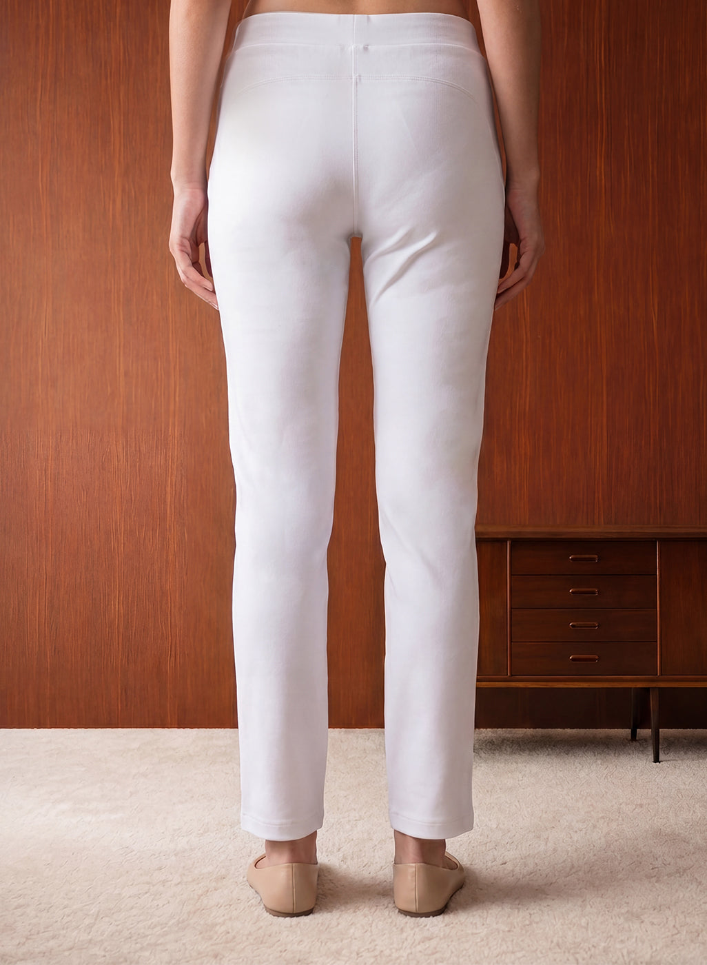 Roma Ivory Cotton Straight Fit Pant