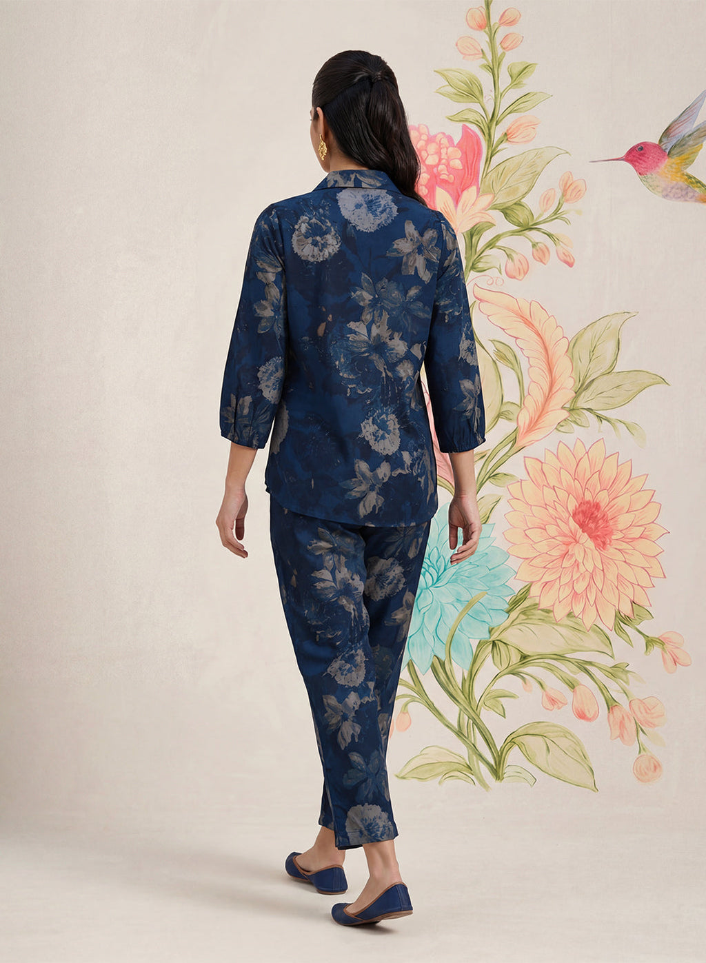 Hena Navy Printed Co-ord Set