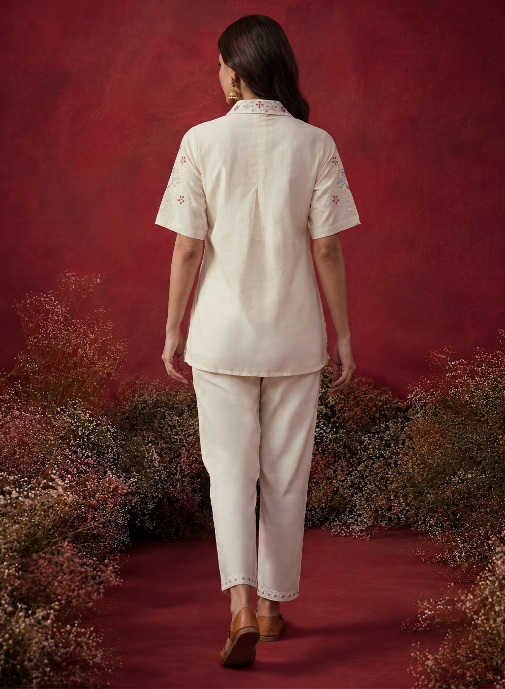 Ivory Embroidered Chanderi Regular Co-ord Set
