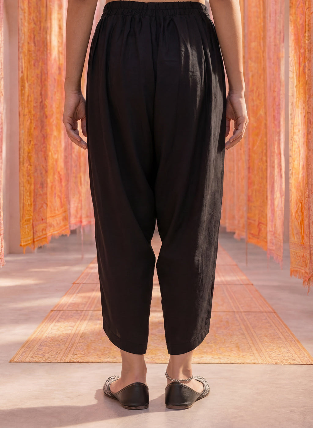 Black Satin Relaxed Fit Salwar