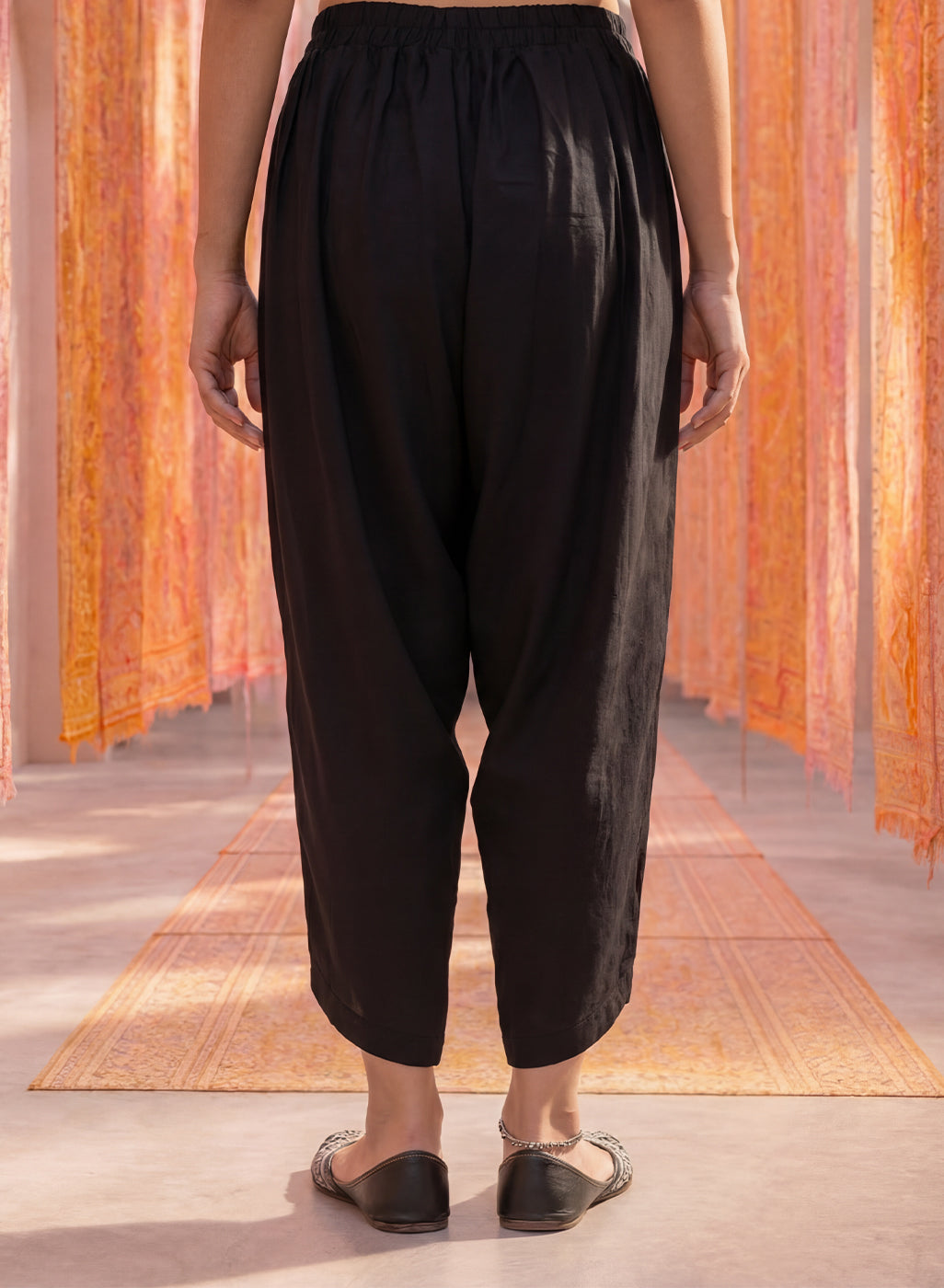 Black Satin Relaxed Fit Salwar