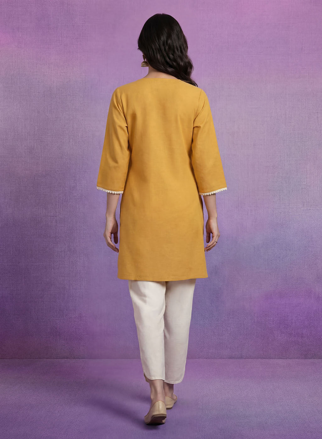 Yellow Embroidered Straight Kurta Set