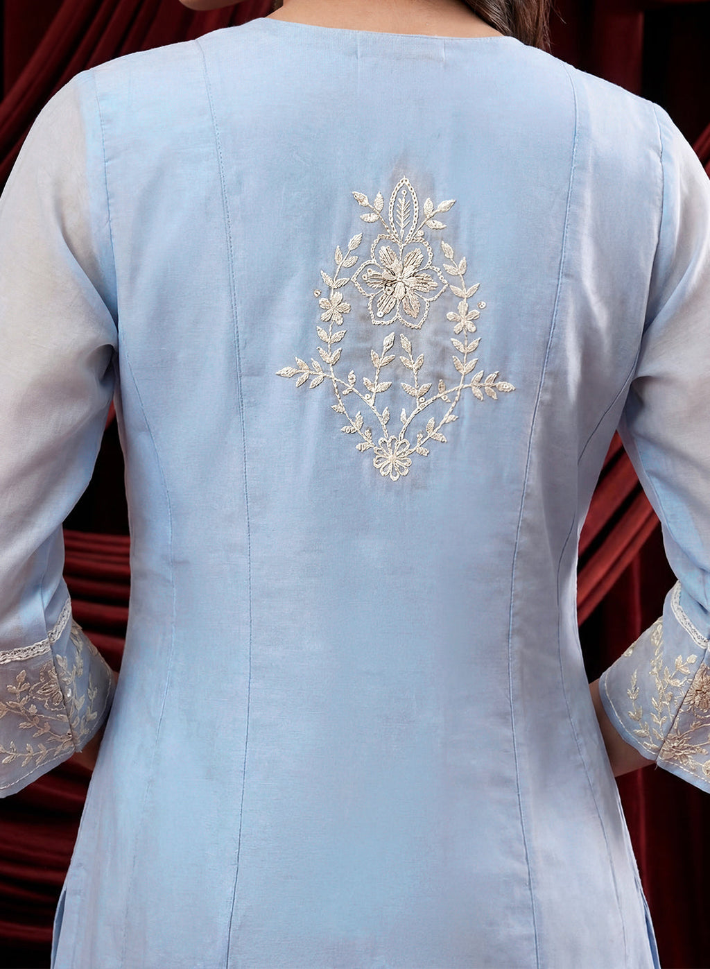 Spa Embroidered Chanderi A-Line Suit Set