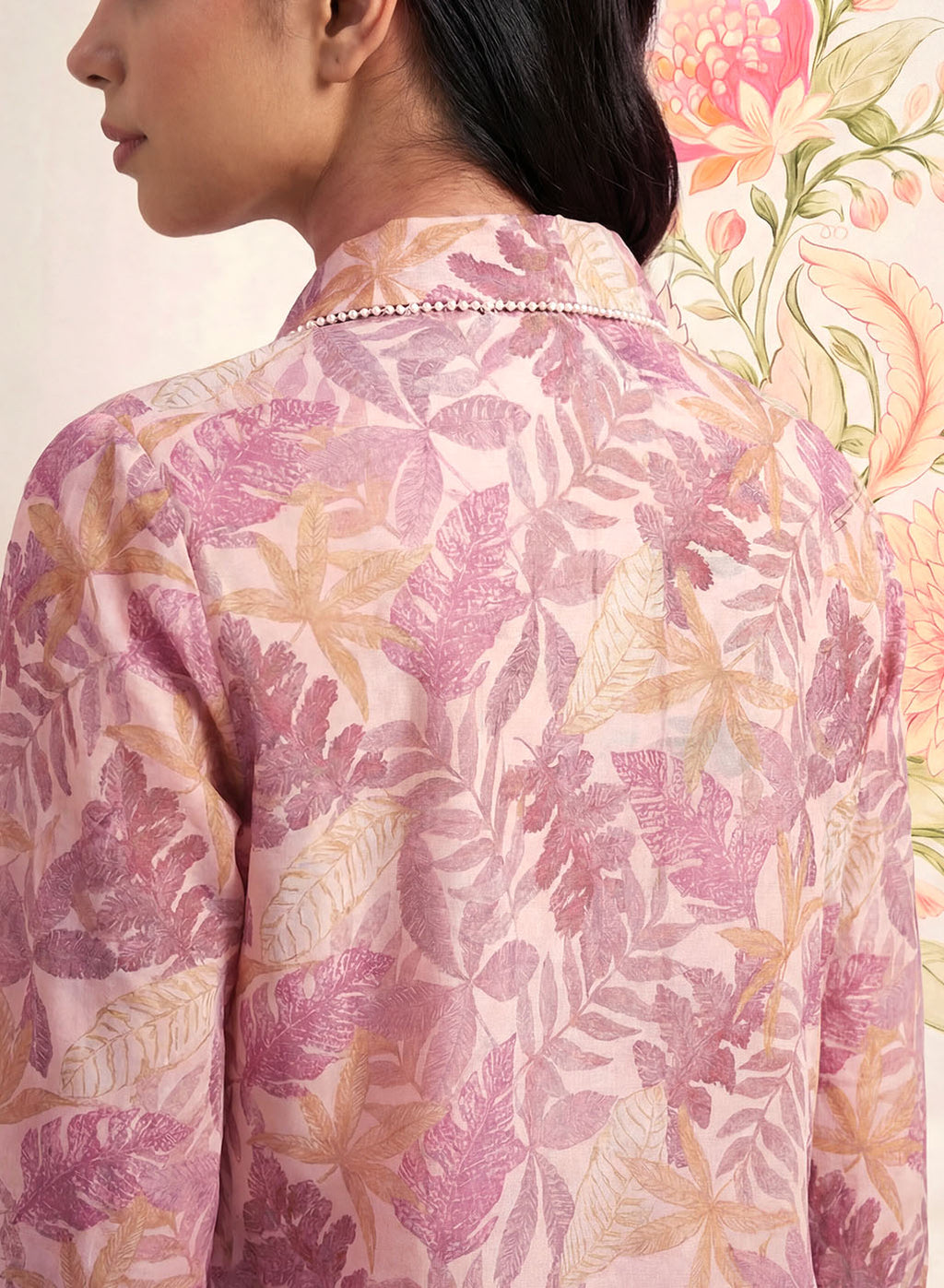 Aro Peach Floral Printed Shirt