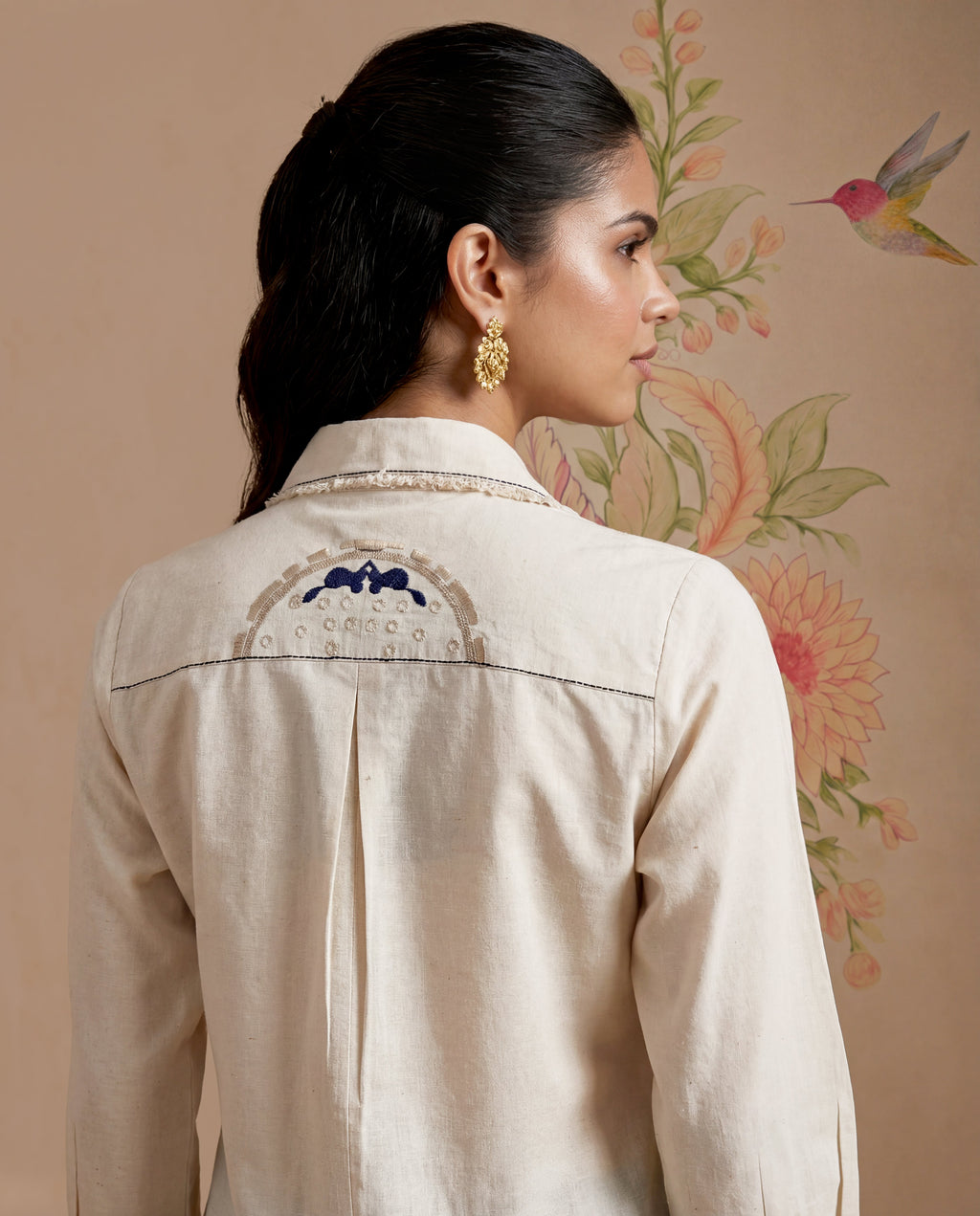 Sakhi Ivory Embroidered Shirt