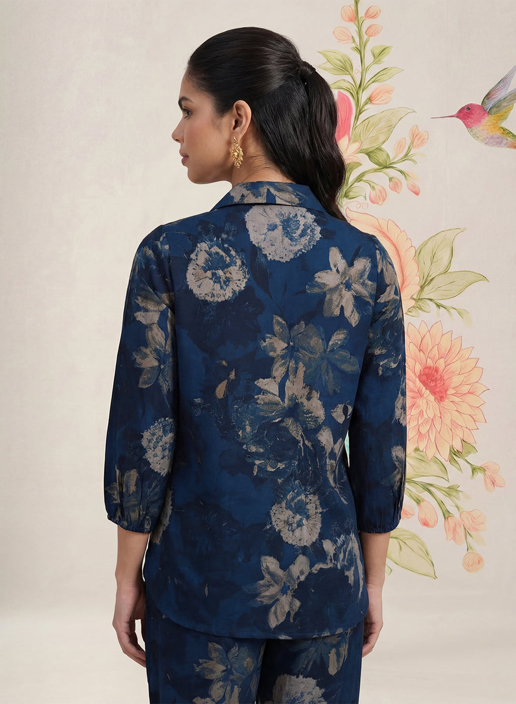Hena Navy Printed Co-ord Set