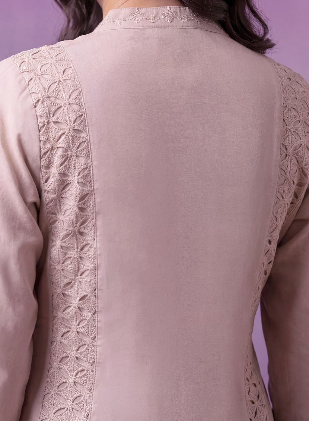 Cream Embroidered A-line Kurta Set