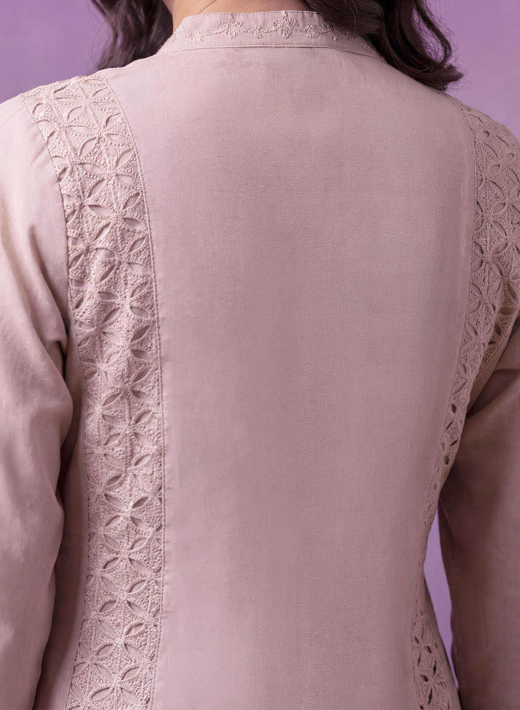Cream Embroidered A-line Kurta Set