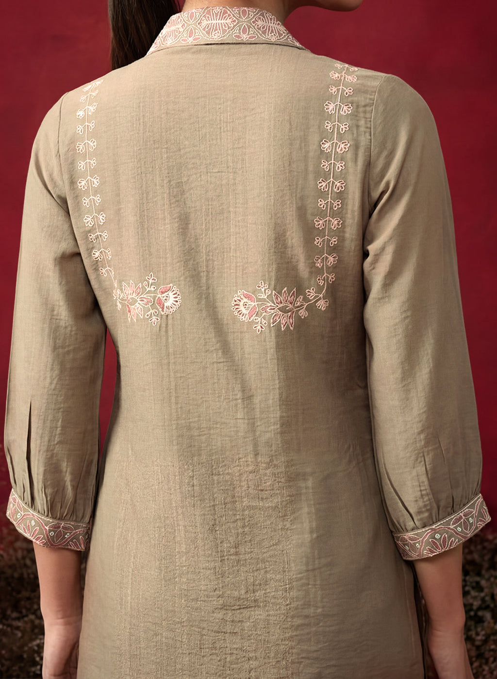 Green Embroidered Cotton Blend Regular Co-ord Set