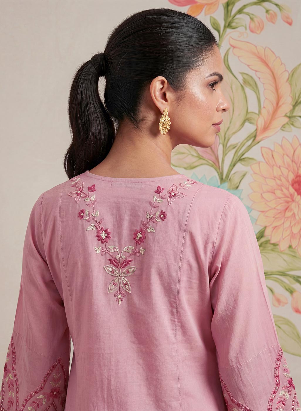 Amoli Light Pink Embroidered Kurta Set