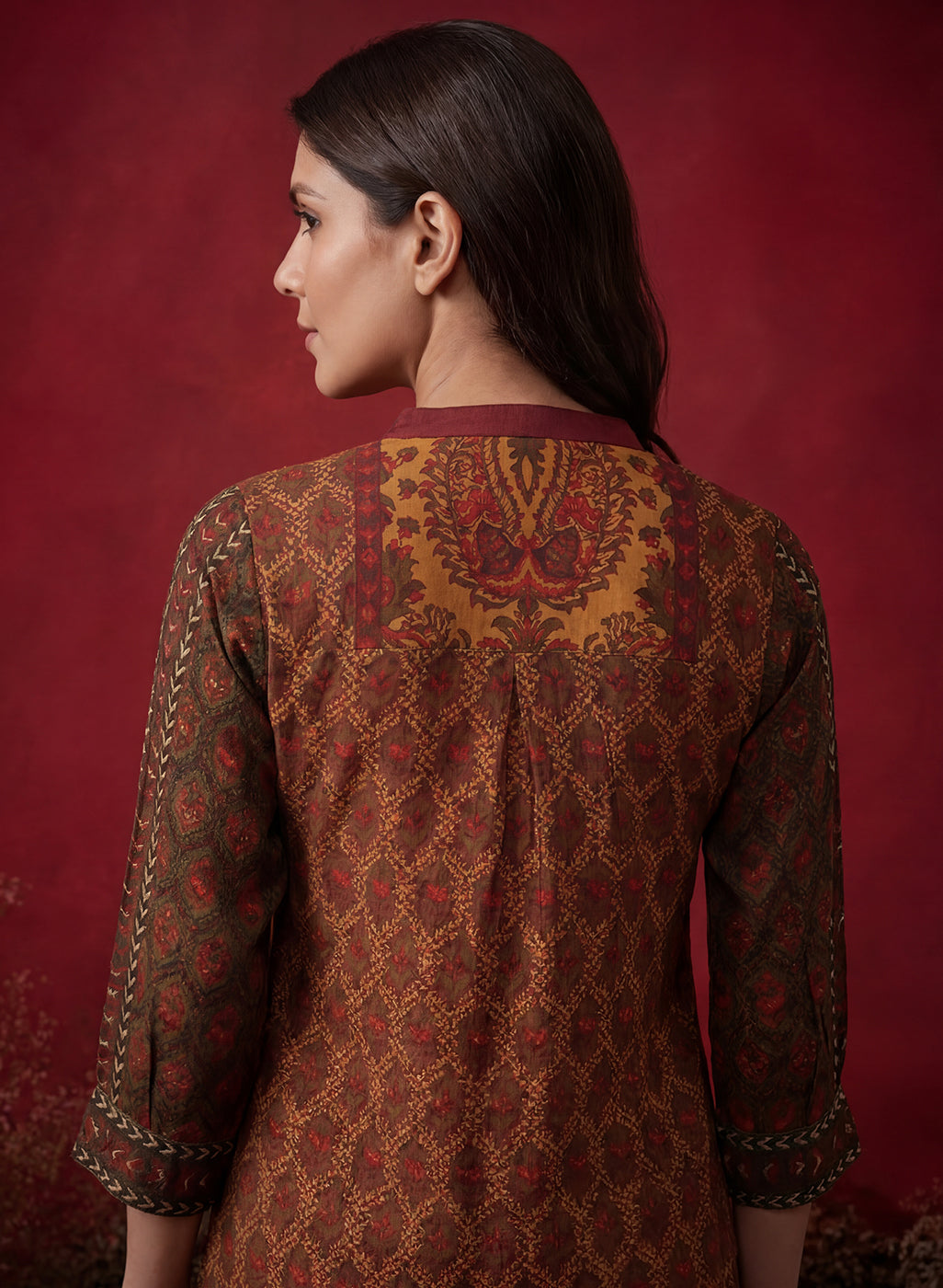 Orabella Olive Printed Shantoon Tunic