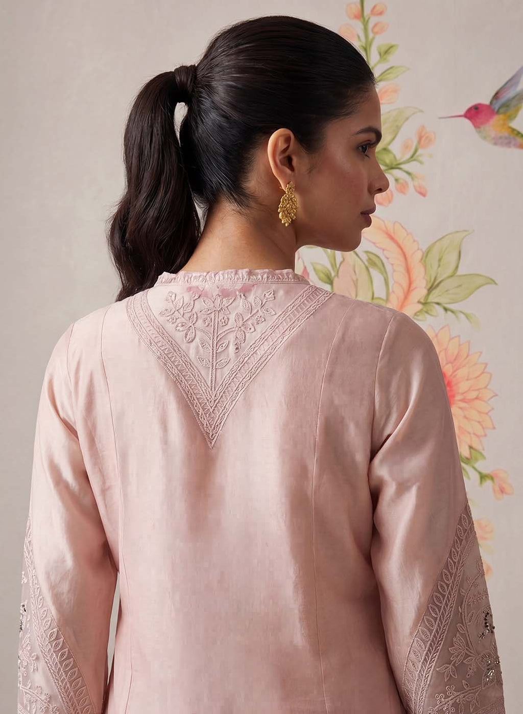 Suroor Light Beige Embroidered Chanderi Kurta Set