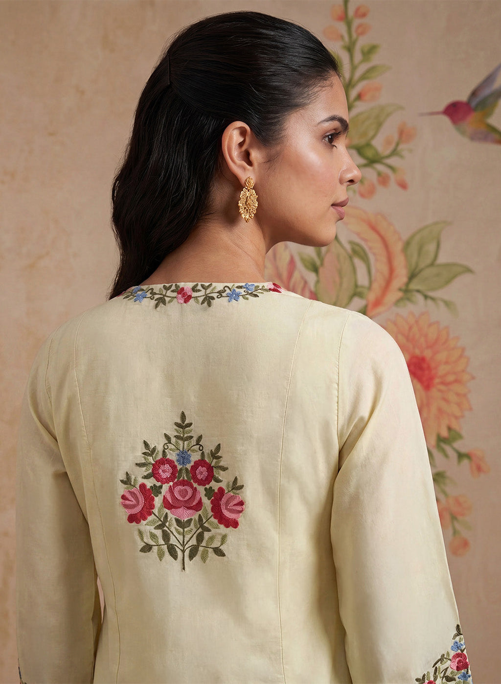 Saavan Light Green Embroidered Cotton blend Kurta Set
