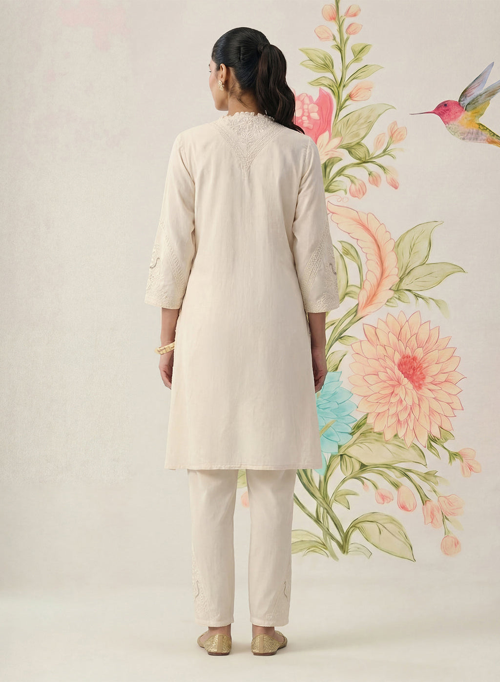 Suroor Ivory Embroidered Chanderi Kurta Set