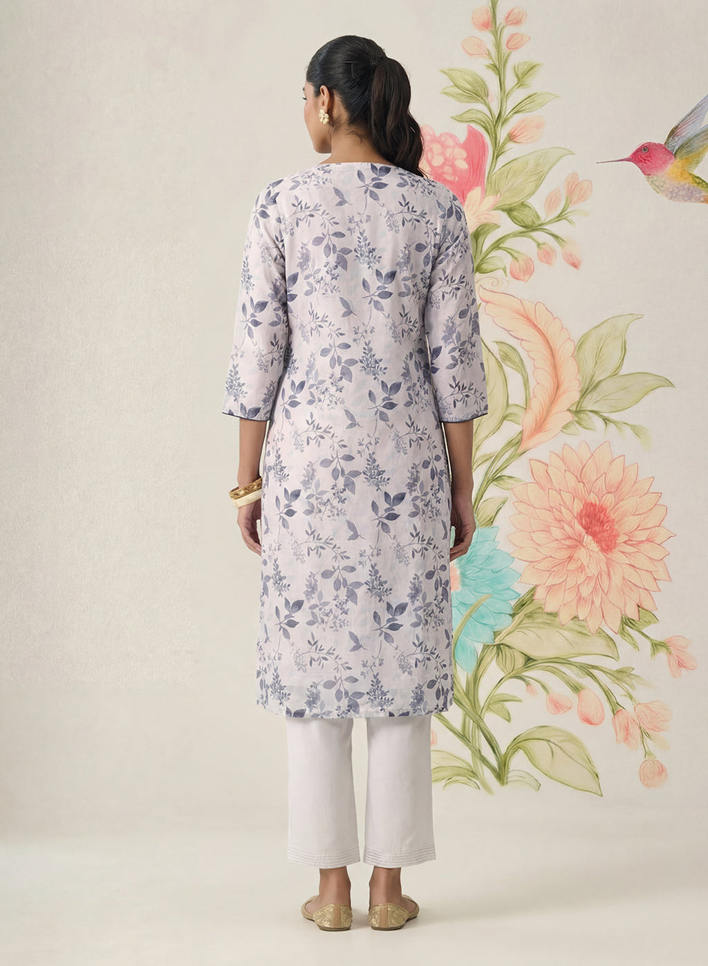 Kavya Grey Printed Chanderi Suit Set with Dupatta