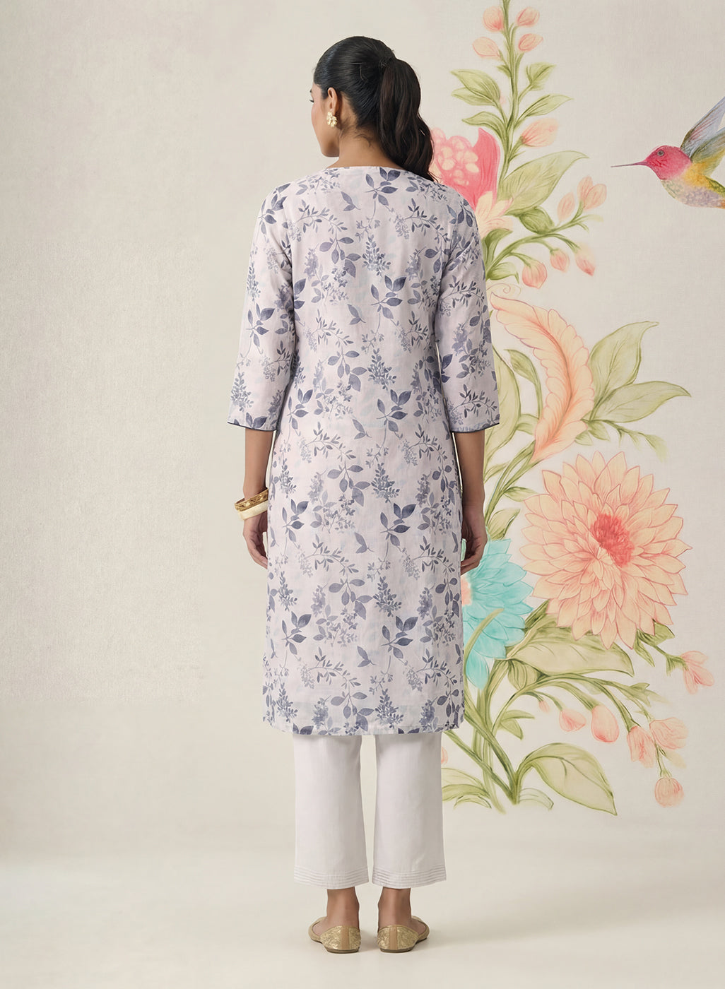 Kavya Grey Printed Chanderi Suit Set with Dupatta